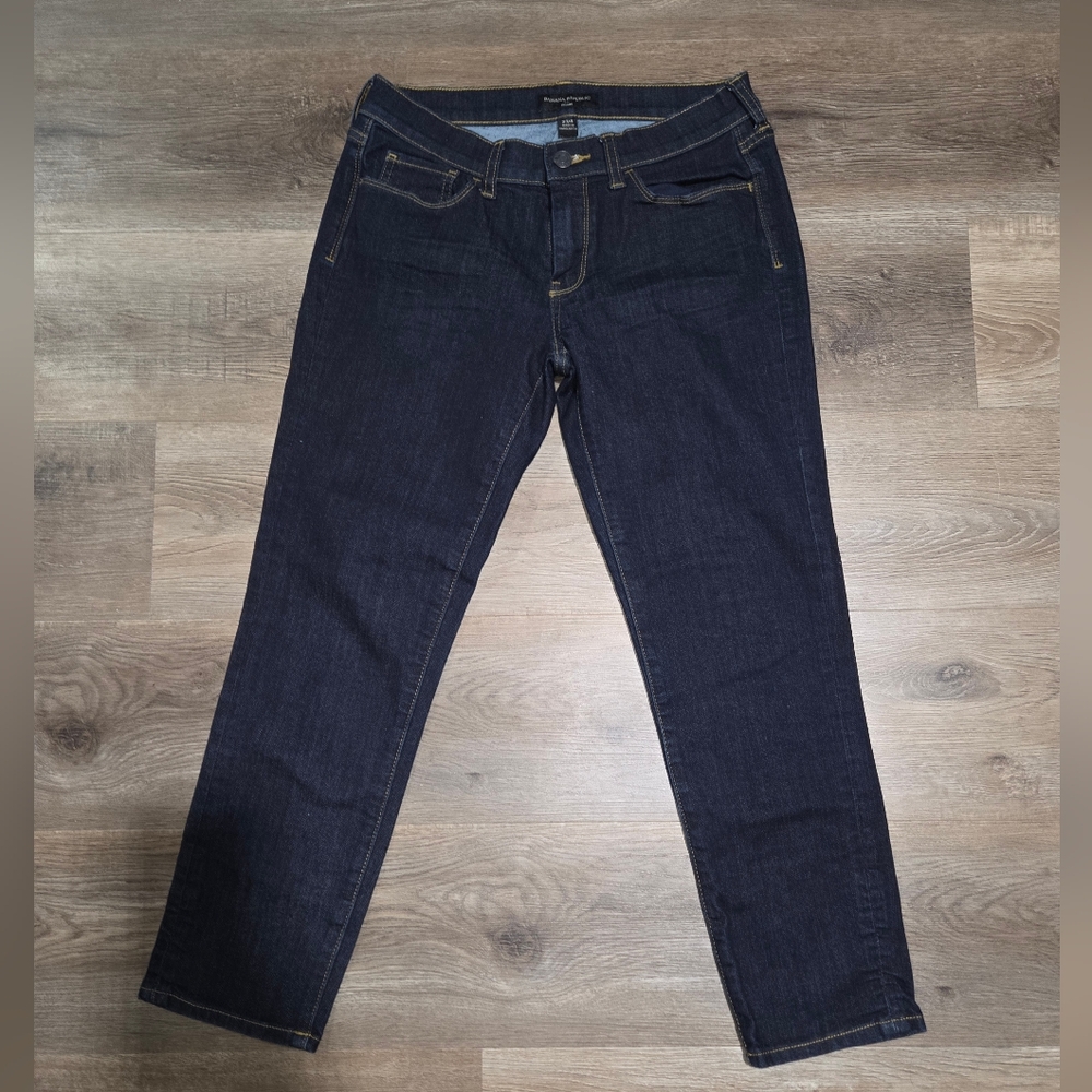 Womens Banana Republic Dark Blue Straight Leg Jeans, Size 27/4
